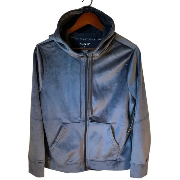 Emily B Velour Zip Up Hoodie. M. Ice Blue. Cozy. Pastelgoth whimsy - Picture 8 of 13